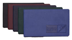 periwinkle, navy, green, black and Burgundy autograph books