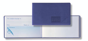 landscape style autograph book with periwinkle faux leather cover