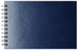 Navy Blue Leatherette Wirebound Autograph Book
