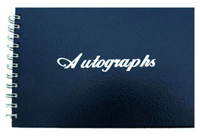 Navy Blue Leatherette Wire-O Autograph Book with Silver Foil Stamp