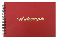 Red Leatherette Wire-O Autography Book with Gold Foil Stamp