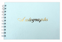 White Leatherette Wire-O Autograph Book with Gold Foil Stamp